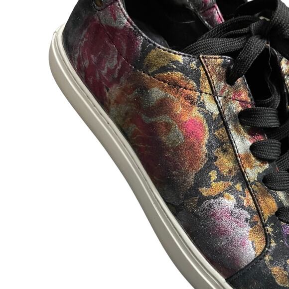 Kenneth Cole Women's Leather Sneakers Black Metallic 8 - Picture 4 of 10